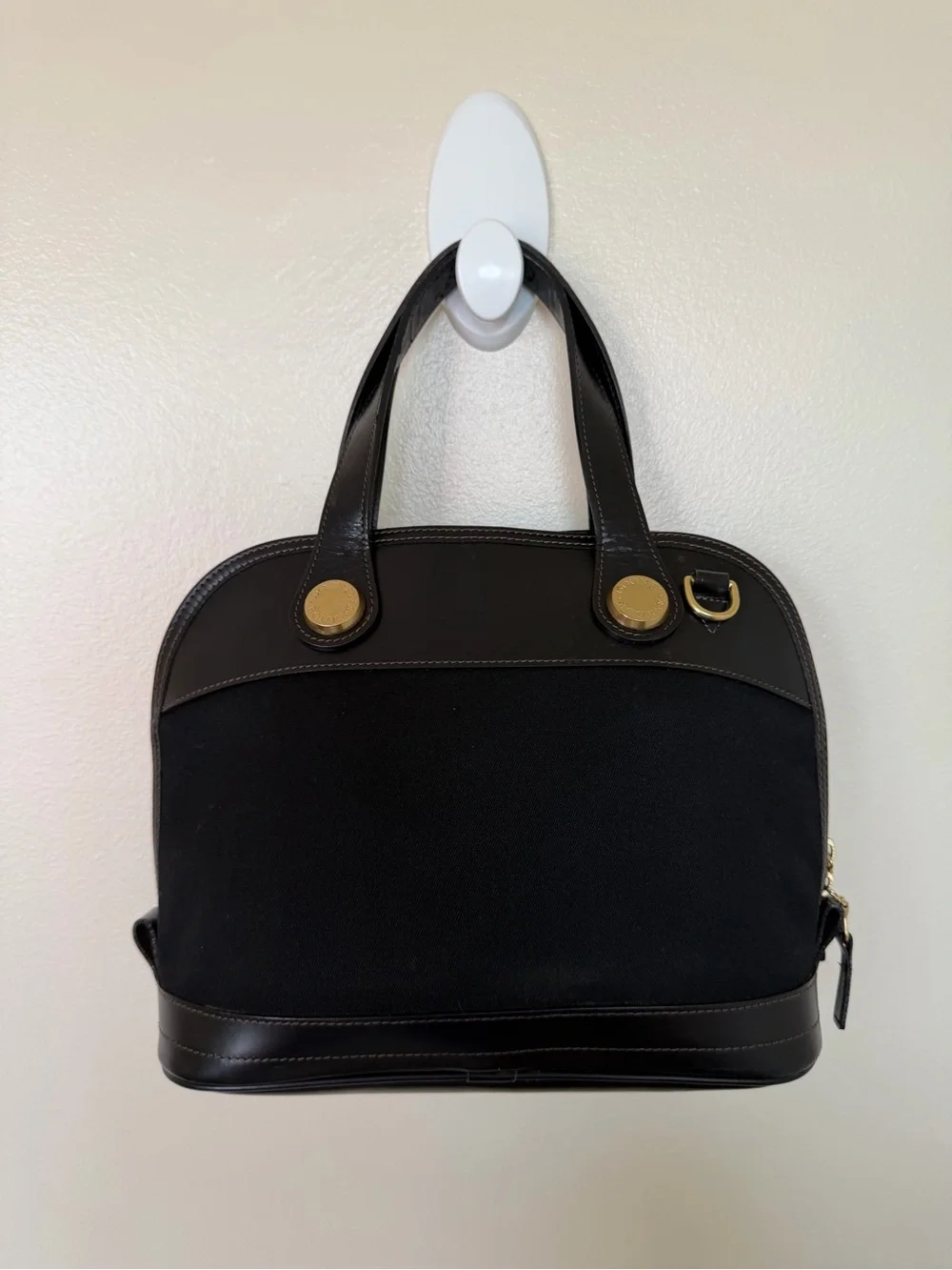 DOONEY & BOURKE Cabriolet Black Canvas Leather Dome Satchel Vintage Made in USA